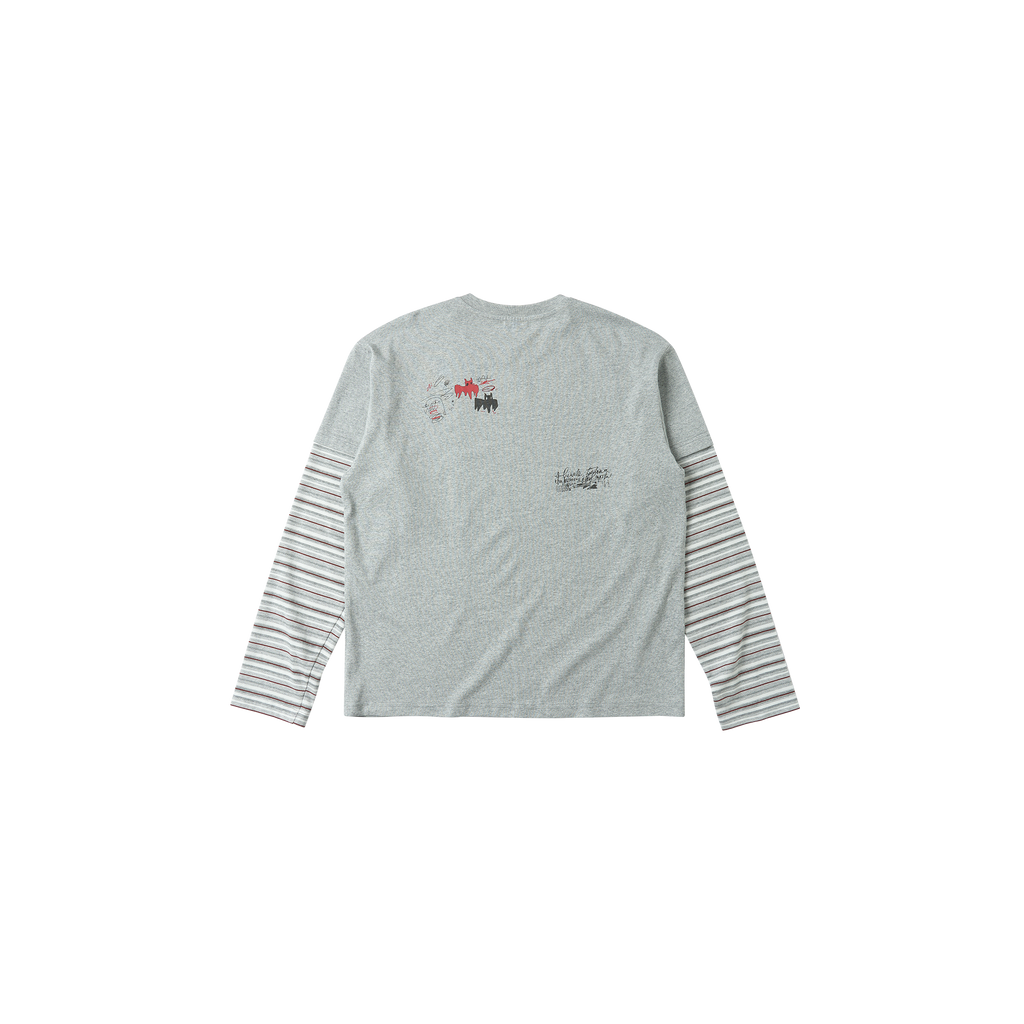 SAVAGEGROWTHWORLD Graffiti Layered Stripe Long Tee