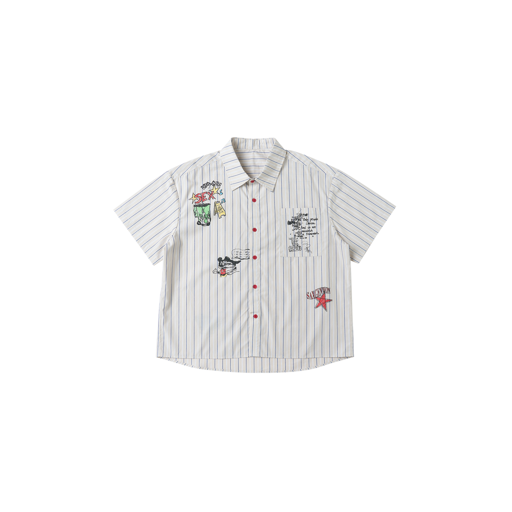 SAVAGEGROWTHWORLD Sketch Stripe Short Sleeve Shirt