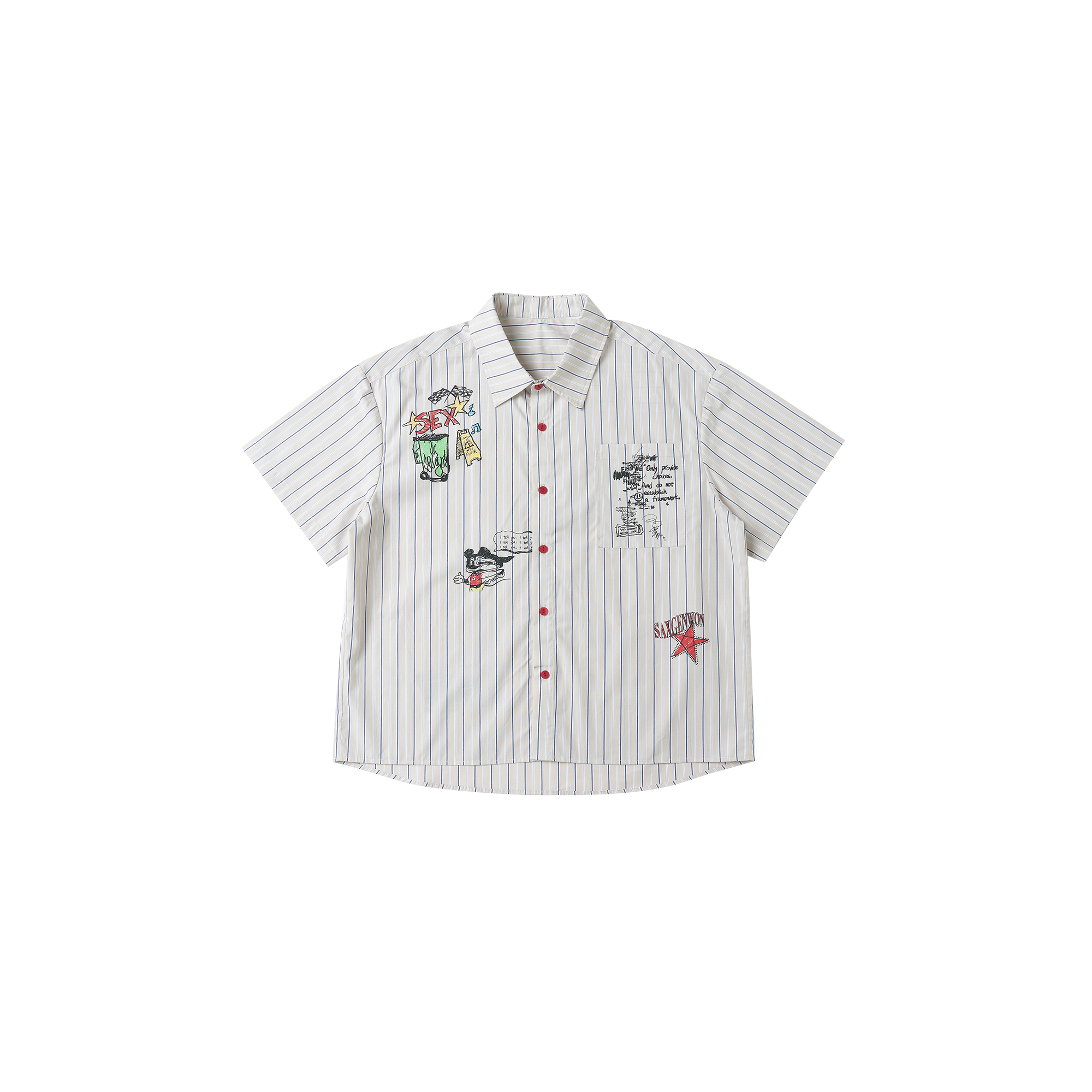 SAVAGEGROWTHWORLD Sketch Stripe Short Sleeve Shirt