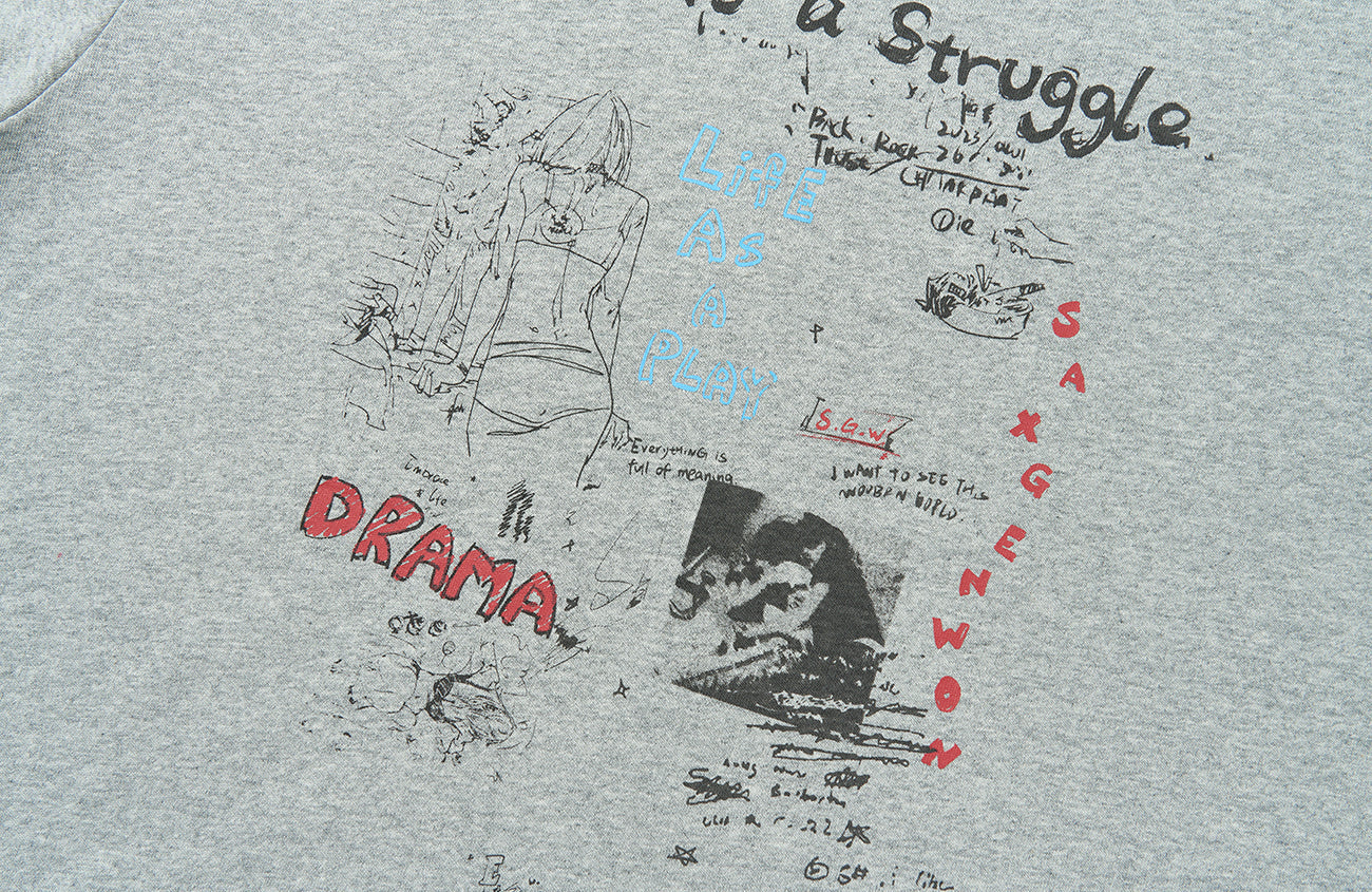 SAVAGEGROWTHWORLD Graffiti Layered Stripe Long Tee