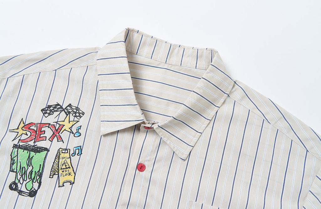 SAVAGEGROWTHWORLD Sketch Stripe Short Sleeve Shirt