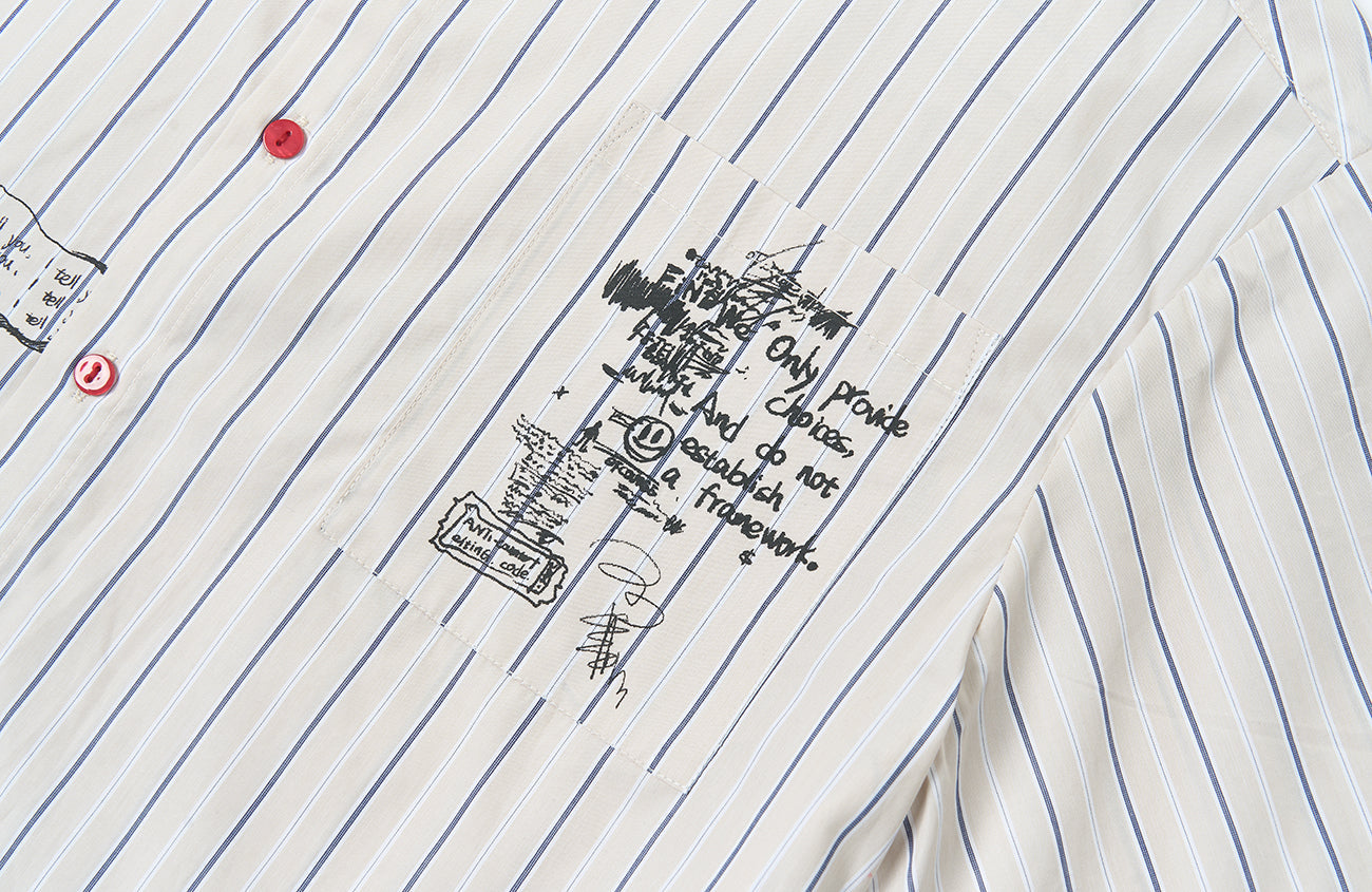 SAVAGEGROWTHWORLD Sketch Stripe Short Sleeve Shirt