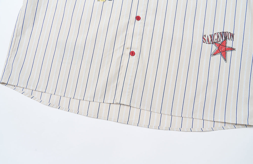 SAVAGEGROWTHWORLD Sketch Stripe Short Sleeve Shirt