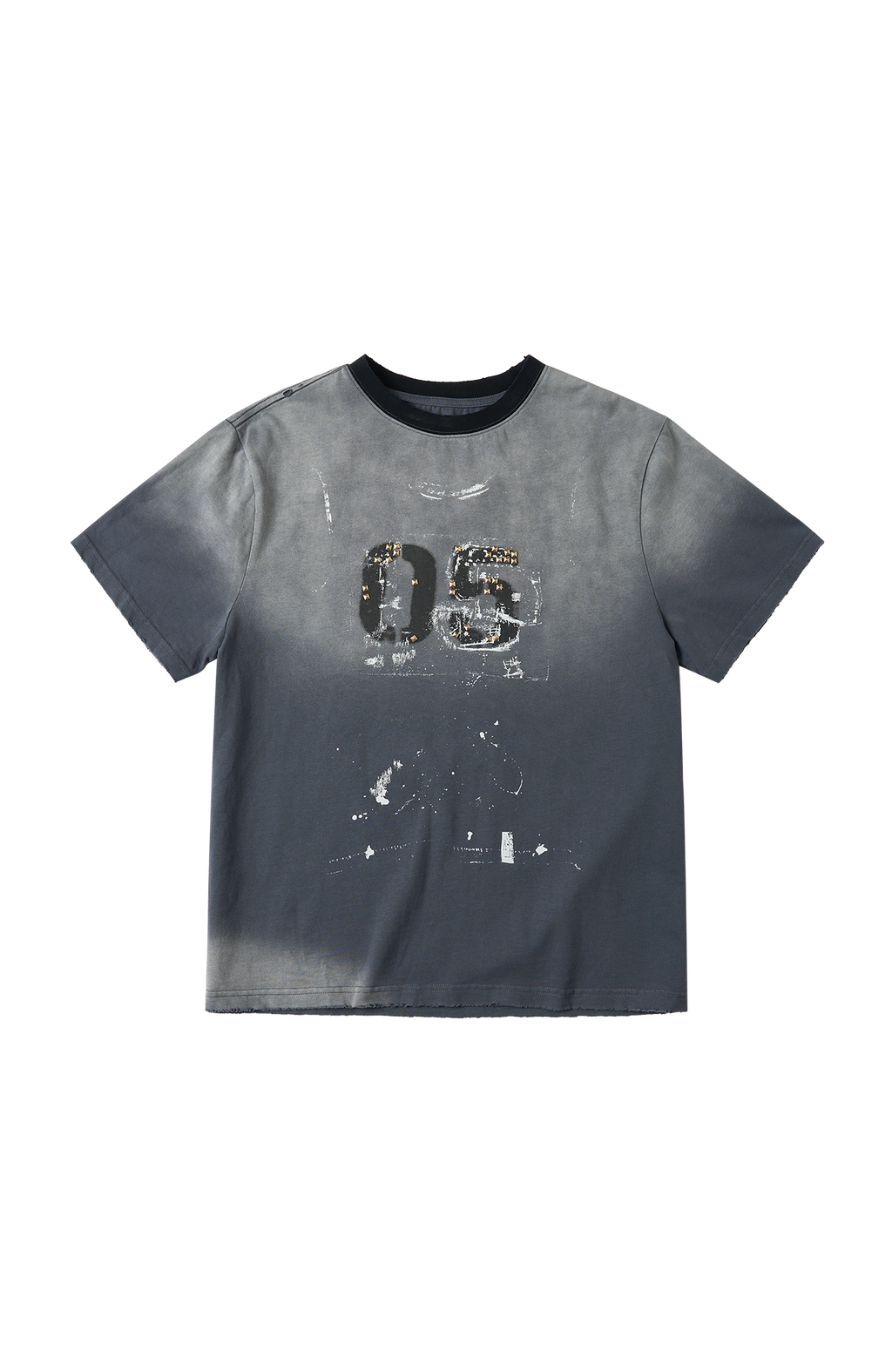 SAVAGEGROWTHWORLD Studded Distressed Graphic T-Shirt