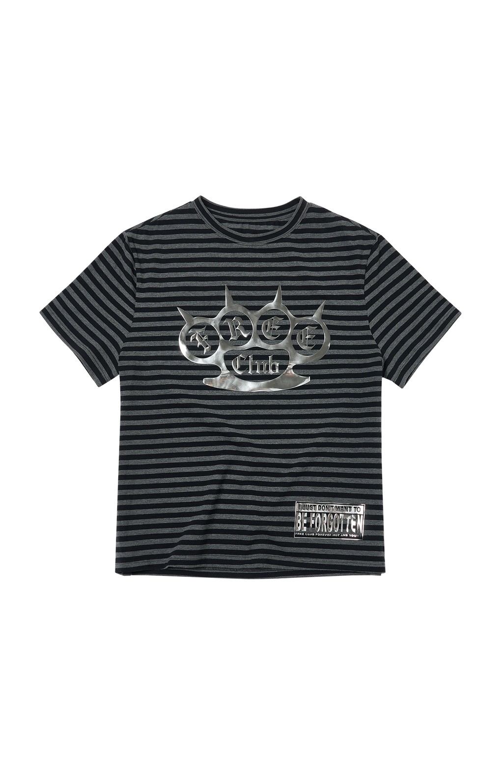 SAVAGEGROWTHWORLD Silver Foil Graphic Stripe T-Shirt