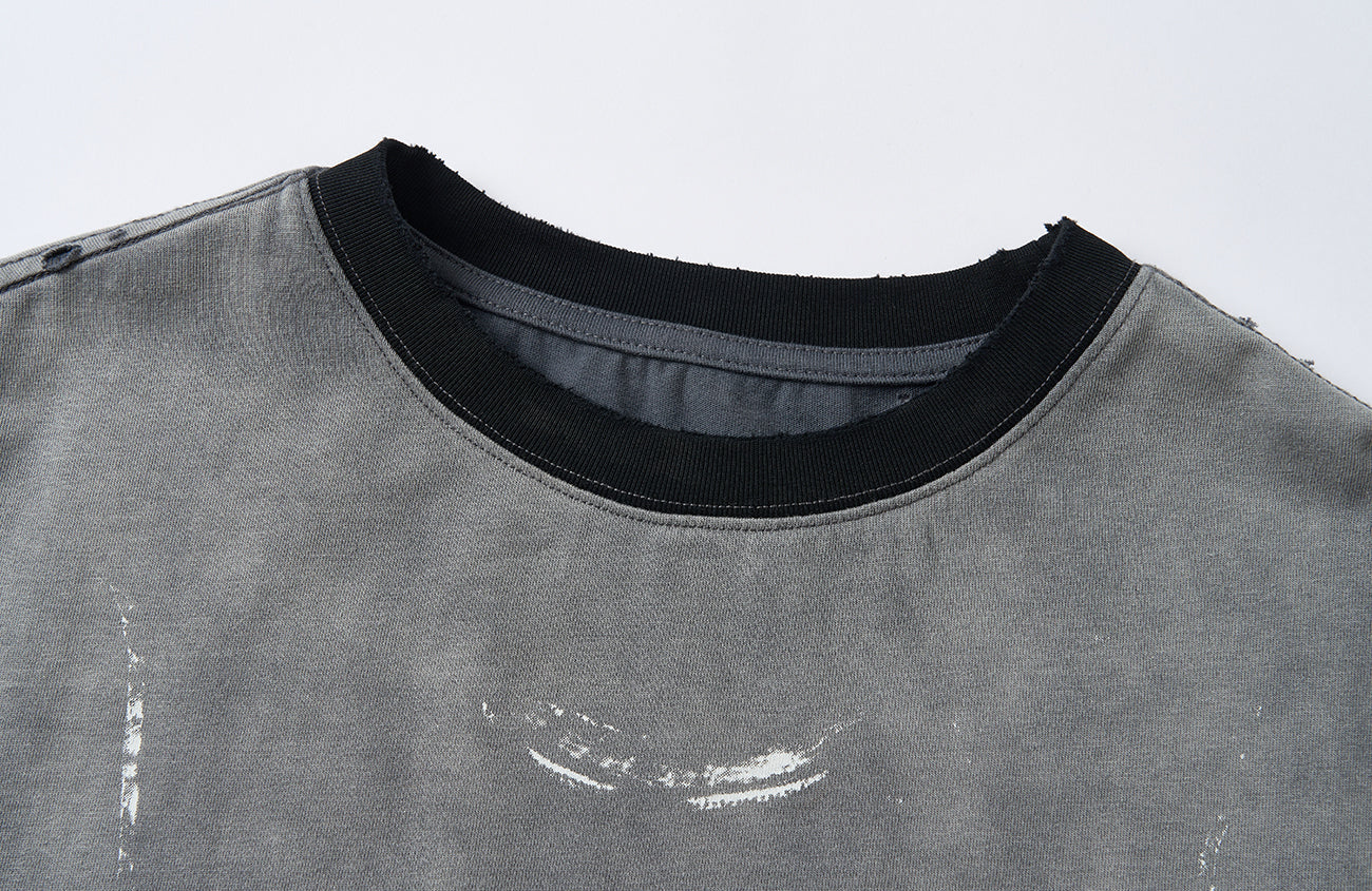 SAVAGEGROWTHWORLD Studded Distressed Graphic T-Shirt