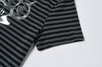 SAVAGEGROWTHWORLD Silver Foil Graphic Stripe T-Shirt