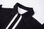 IN EXISTENCE Contrast-Panel Stitch Half Shirt