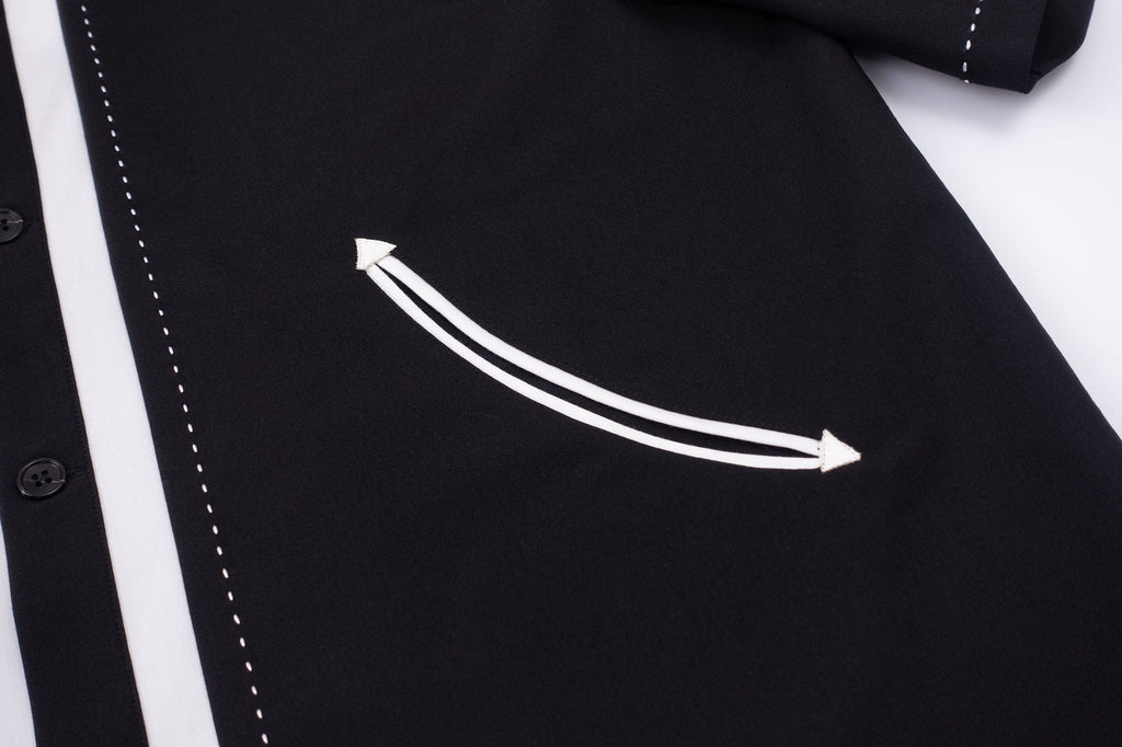 IN EXISTENCE Contrast-Panel Stitch Half Shirt