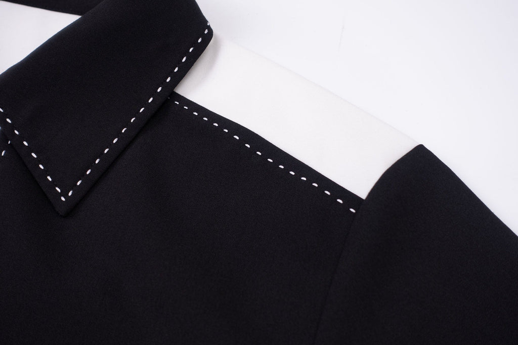 IN EXISTENCE Contrast-Panel Stitch Half Shirt