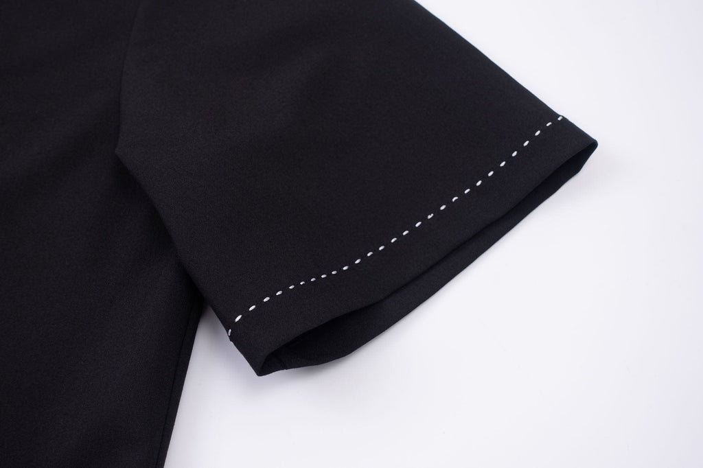 IN EXISTENCE Contrast-Panel Stitch Half Shirt