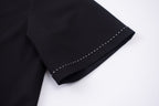 IN EXISTENCE Contrast-Panel Stitch Half Shirt