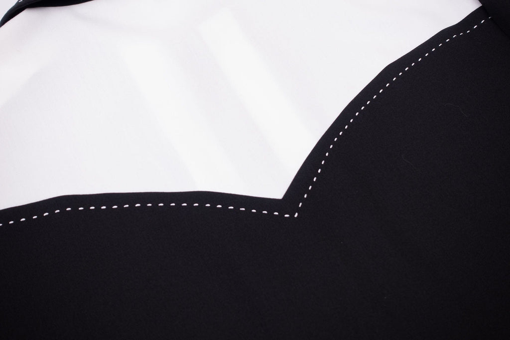 IN EXISTENCE Contrast-Panel Stitch Half Shirt