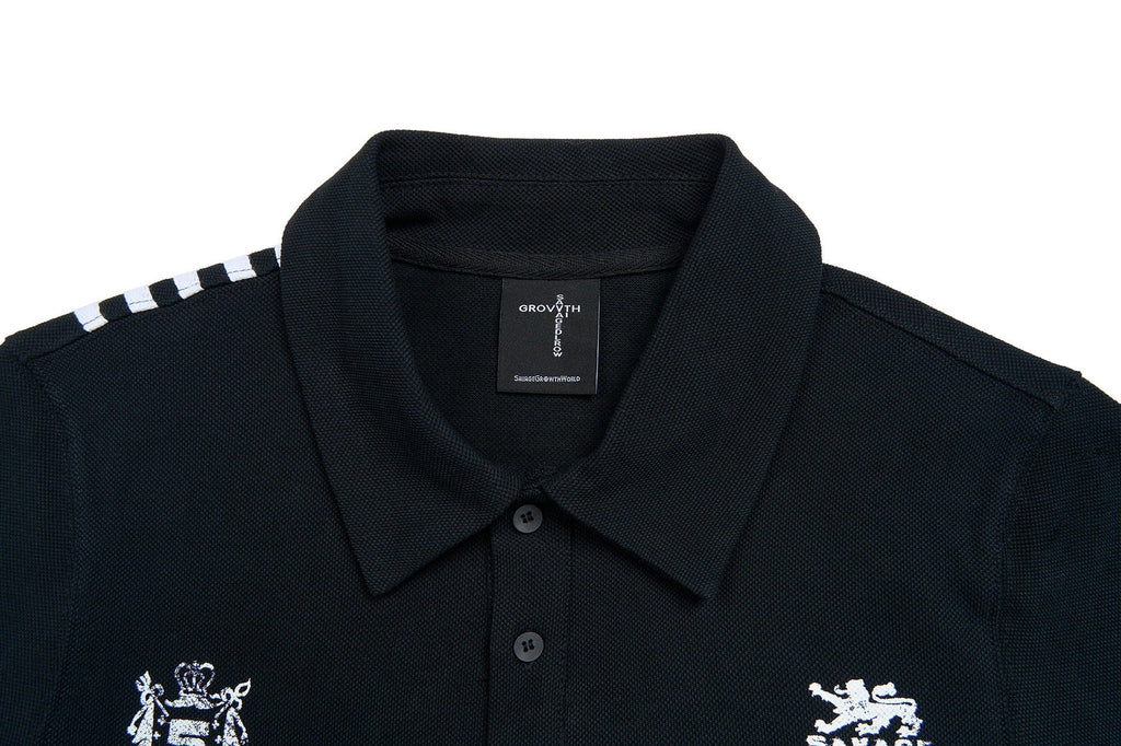 SAVAGEGROWTHWORLD No Wasted Potential Stripe-Back Polo T-Shirt