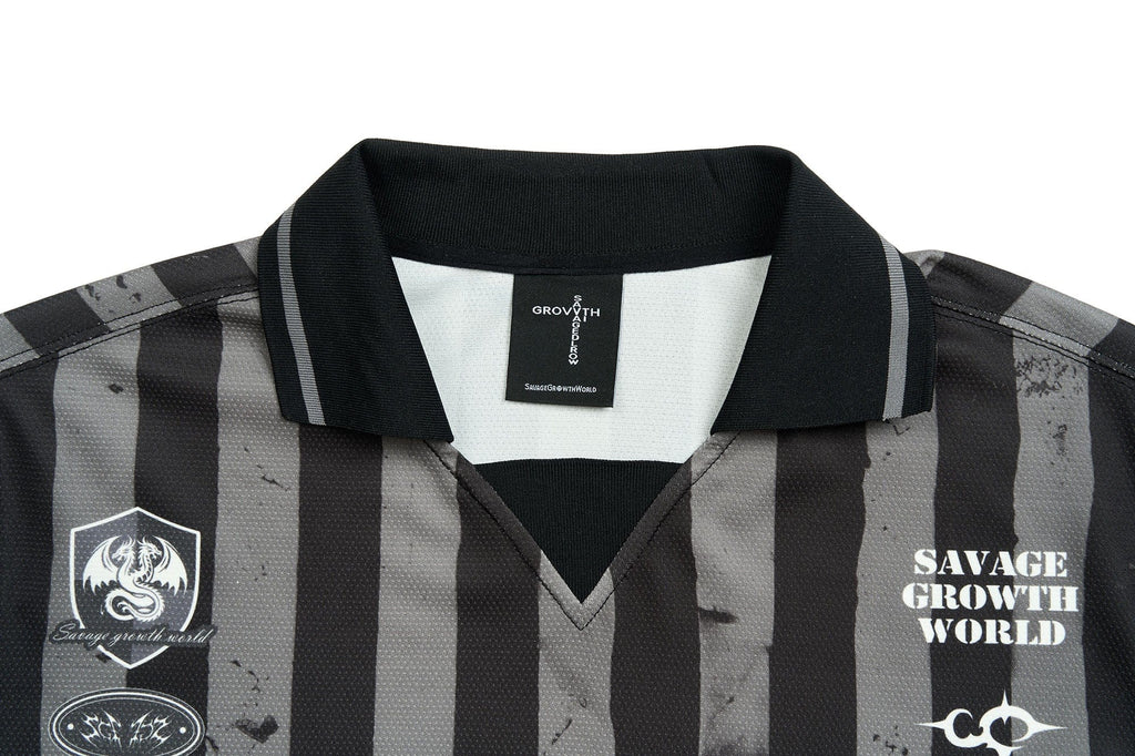SAVAGEGROWTHWORLD OVERDOSE Distressed Striped Jersey