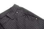 IN EXISTENCE Stripe Pleated Embroidery Curved Pants