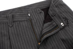 IN EXISTENCE Stripe Pleated Embroidery Curved Pants