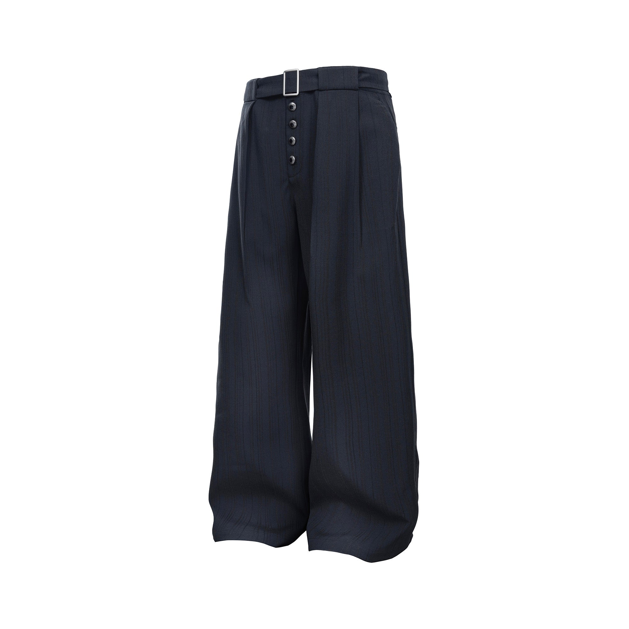 CATSSTAC Button-Closure Striped Double-Pleat Trousers
