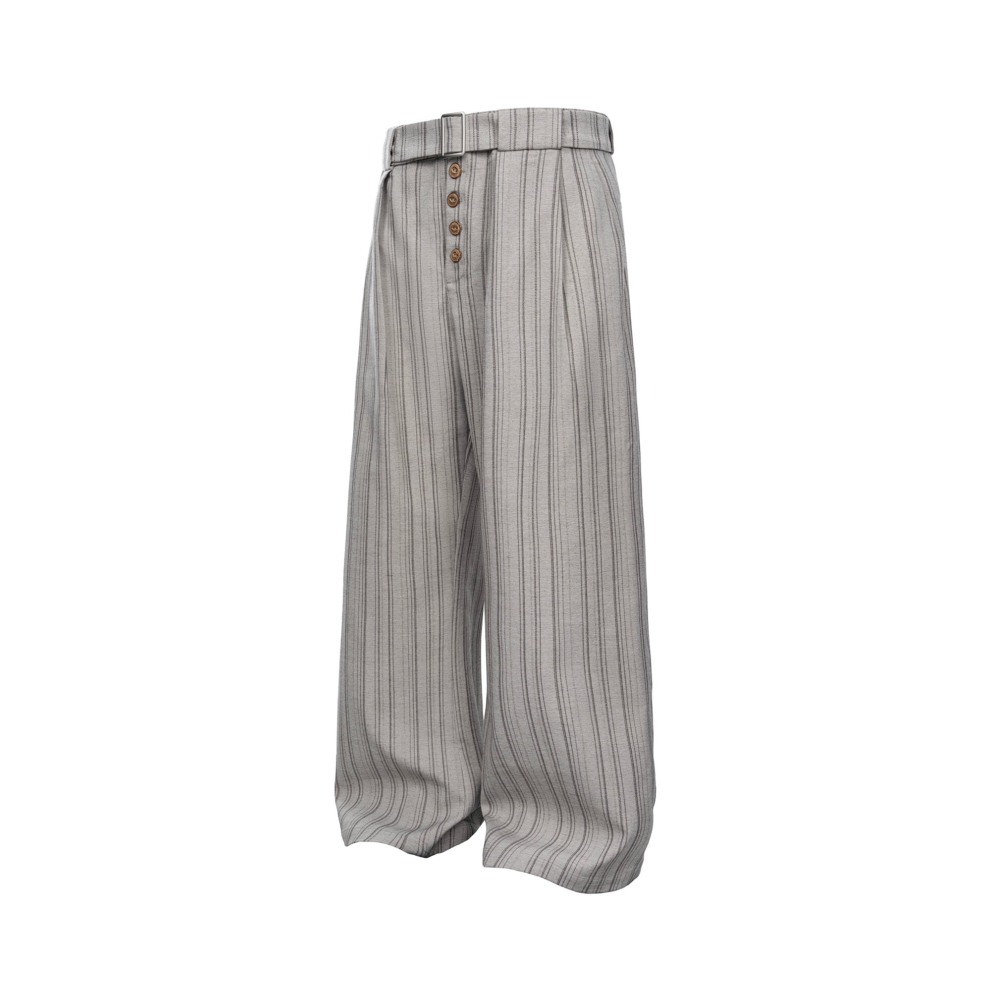 CATSSTAC Button-Closure Striped Double-Pleat Trousers