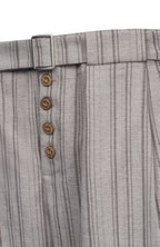 CATSSTAC Button-Closure Striped Double-Pleat Trousers