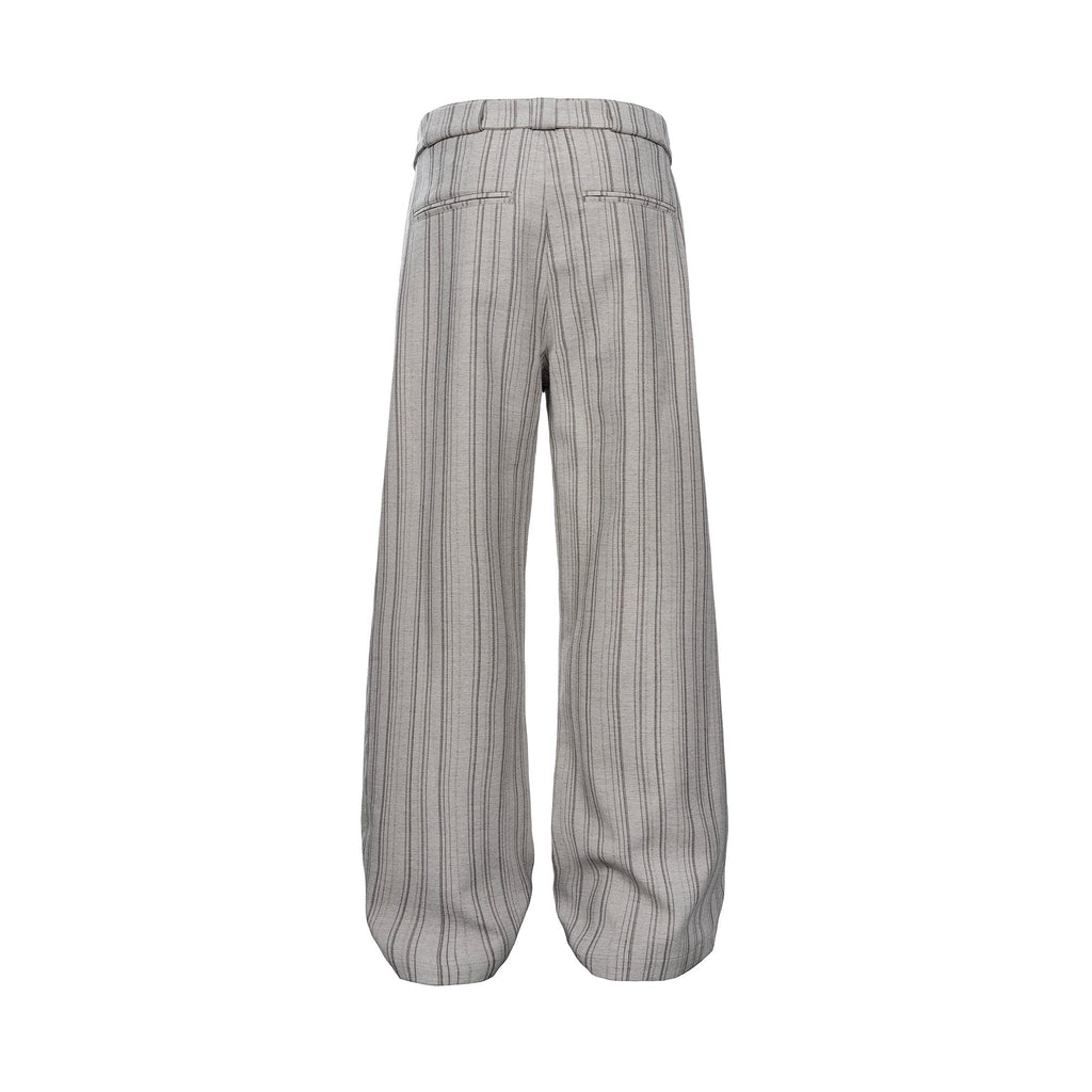 CATSSTAC Button-Closure Striped Double-Pleat Trousers