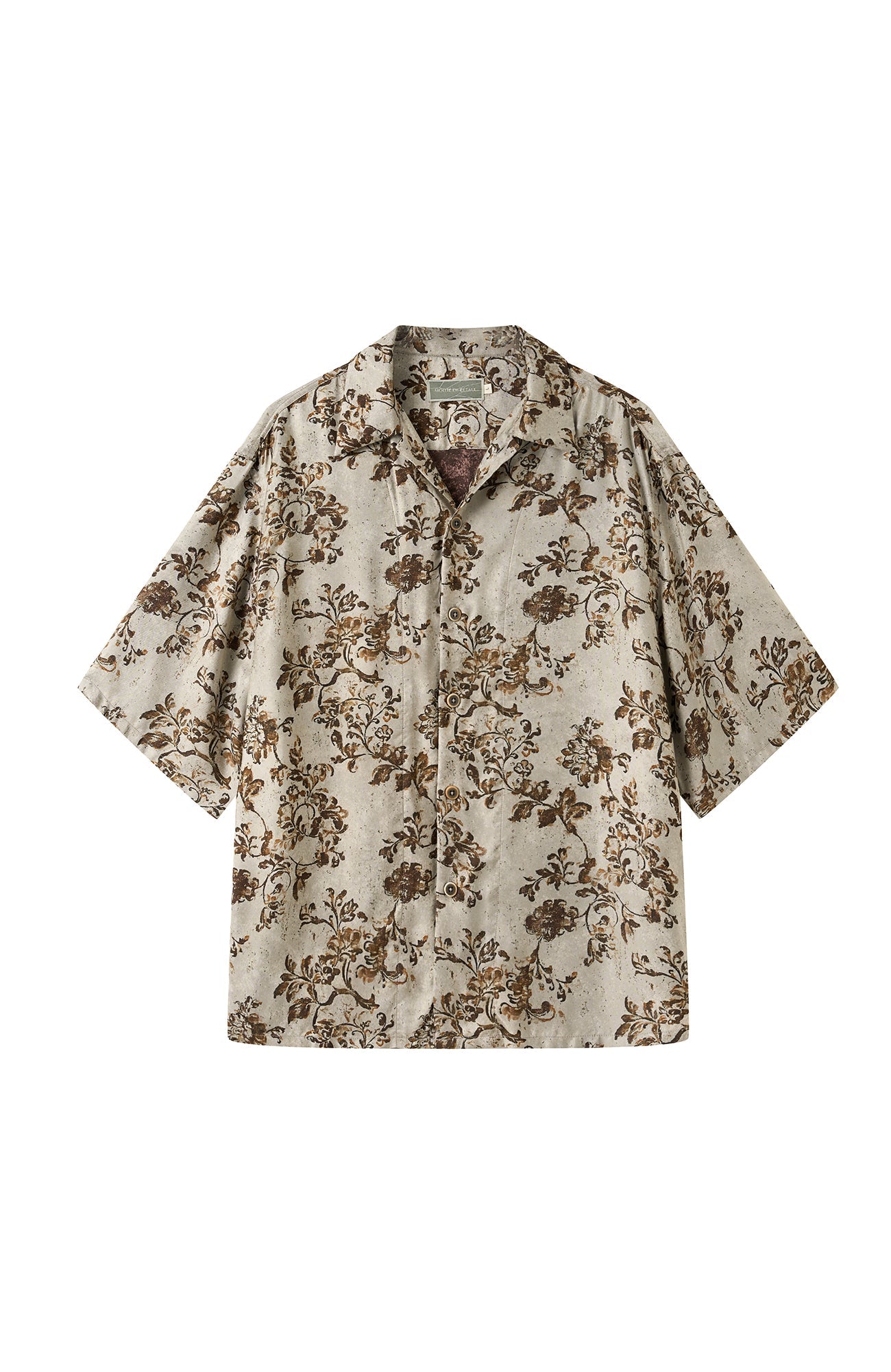 MOITIEDEPETALE Retro Floral Cupro-Blend Half Shirt