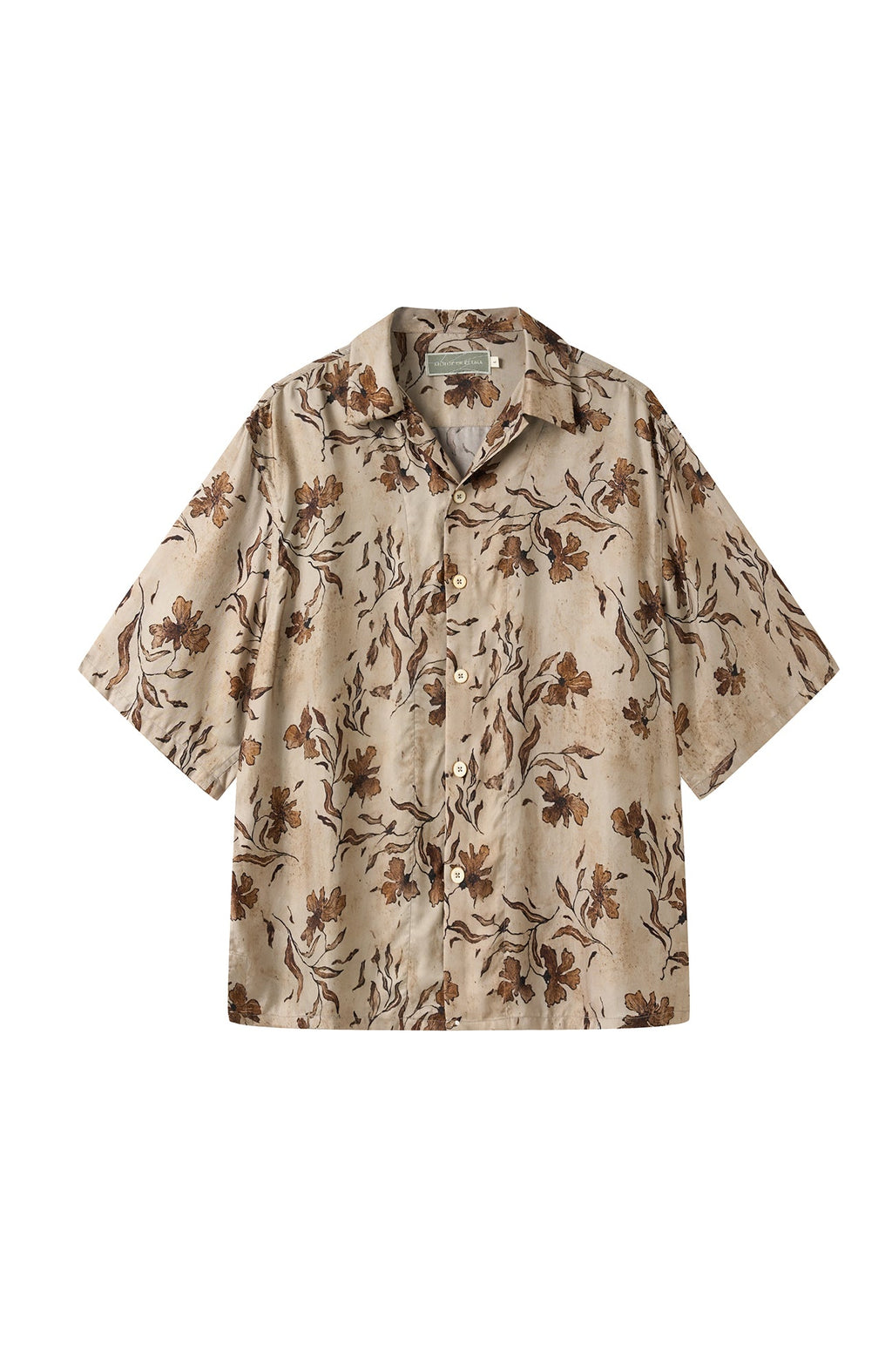MOITIEDEPETALE Retro Botanical Cupro-Blend Half Shirt