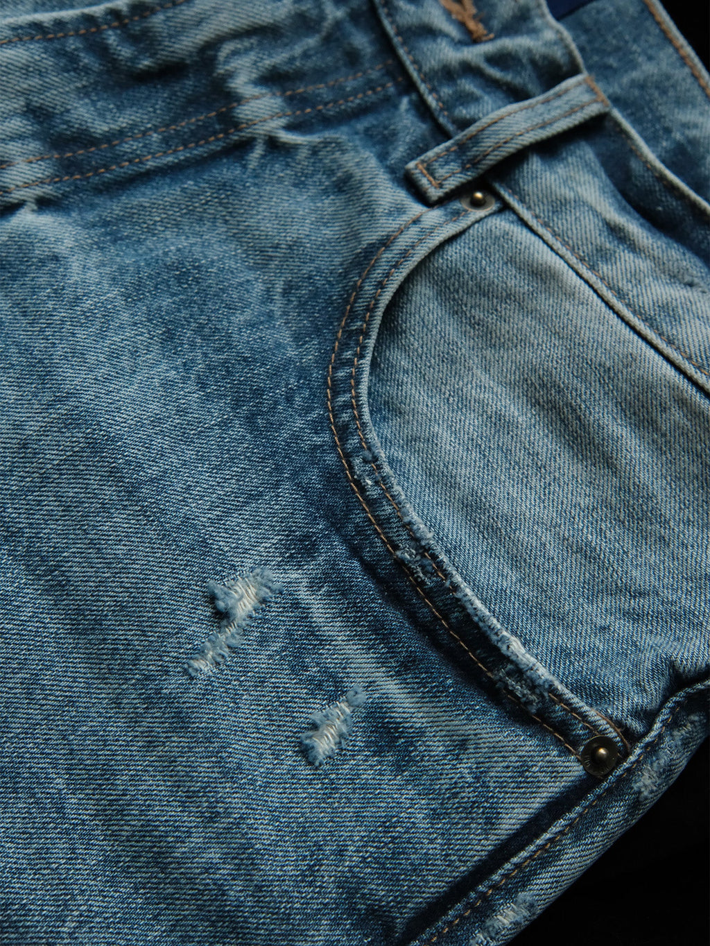 NEIGBORL Washed Distressed Straight-Leg Jeans