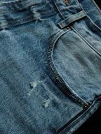 NEIGBORL Washed Distressed Straight-Leg Jeans