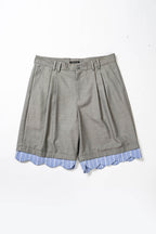 KADAKADA Scalloped Layered Hem Pleated Shorts