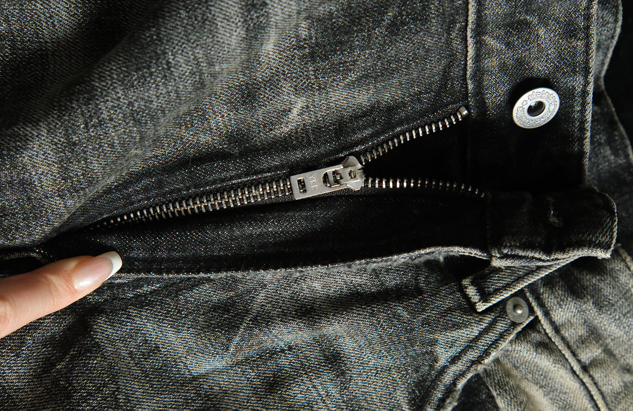 NEIGBORL Wash Distressed Loose-Fit Jeans Black