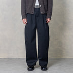IN EXISTENCE Stripe Pleated Embroidery Curved Pants