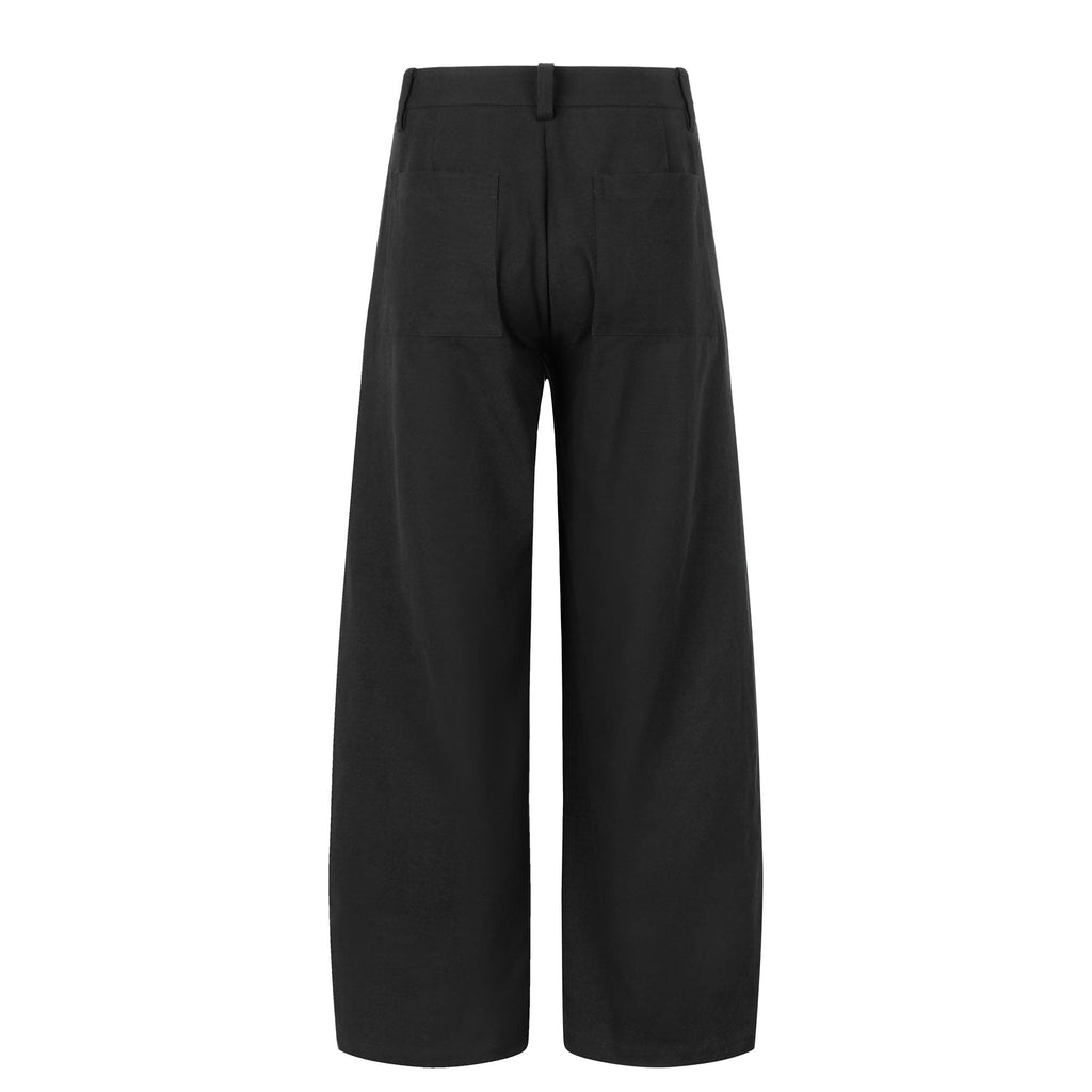 OKAYTHXBYE Pleated Linen-Blend Wide-Leg Trousers