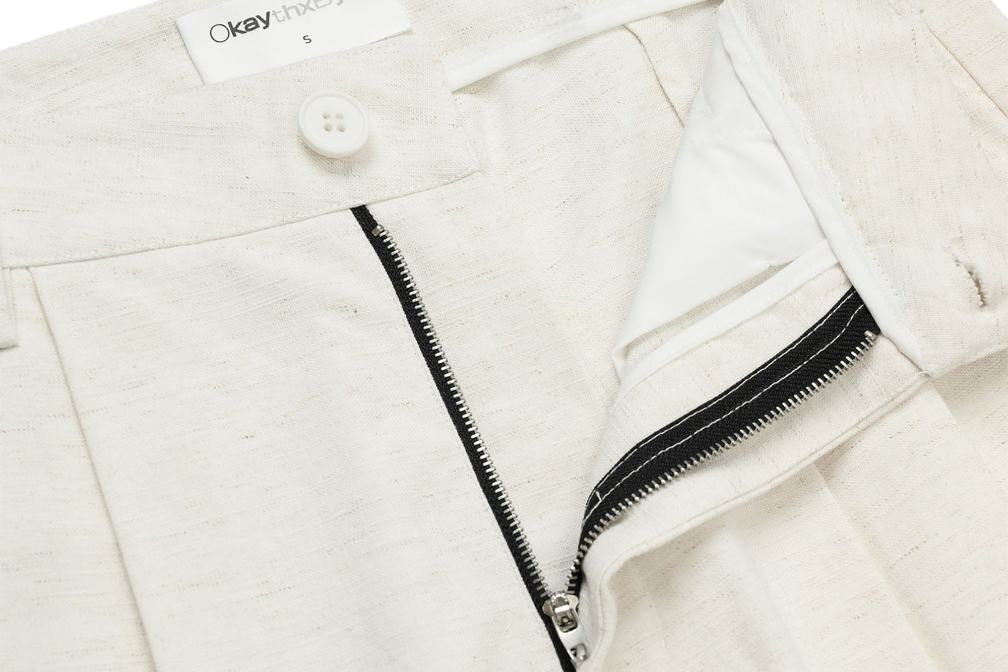 OKAYTHXBYE Pleated Linen-Blend Wide-Leg Trousers