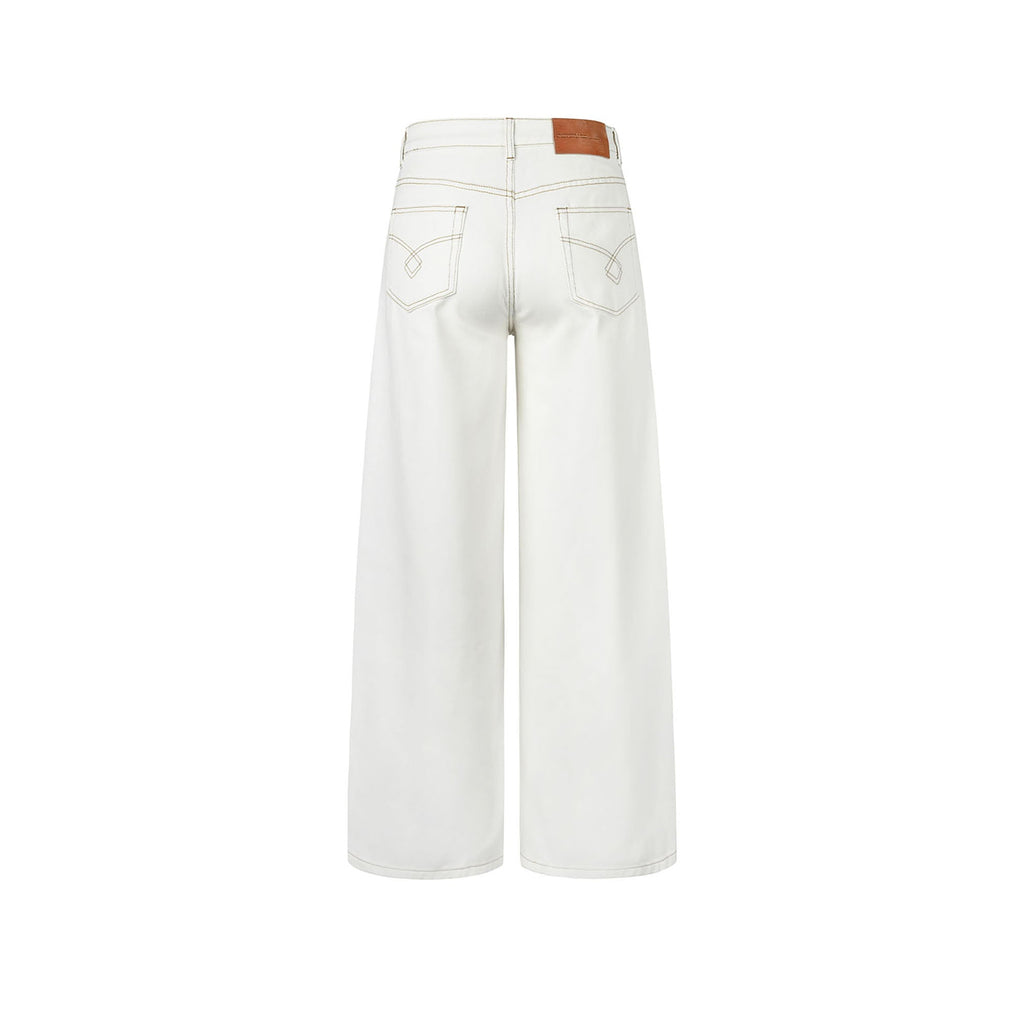 OKAYTHXBYE Classic Pleated Wide-Leg Jeans