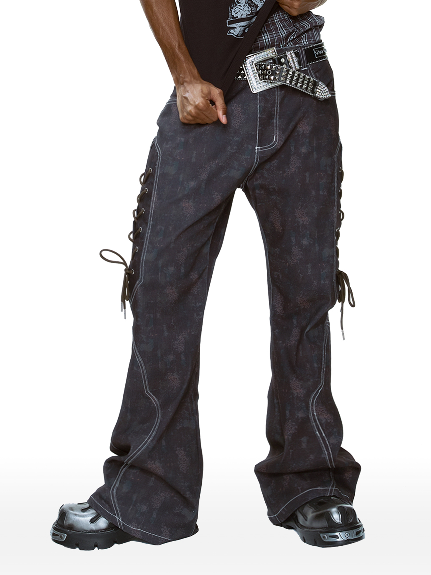 CYCYCY Wasteland Leopard Drawcord Flared Jeans