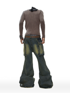 CYCYCY Distressed Big-Pocket Flared Jeans
