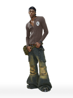 CYCYCY Distressed Big-Pocket Flared Jeans