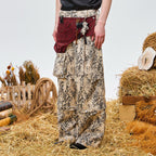 OIPWORD Retro Leopard Detachable Panel Cargo Jeans