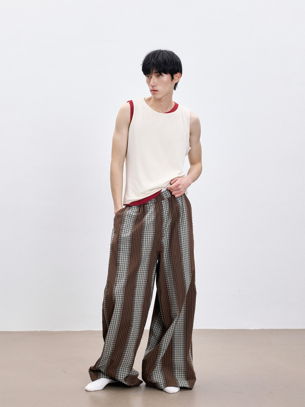 TUIMU Striped Wide-Leg Lounge Pants