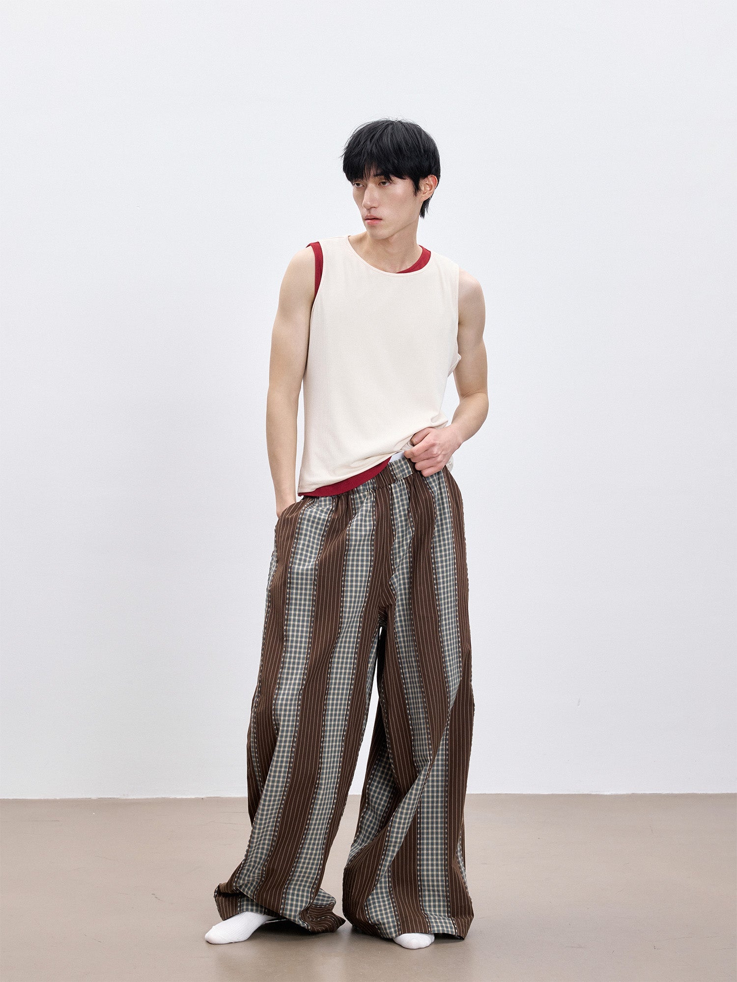 TUIMU Striped Wide-Leg Lounge Pants