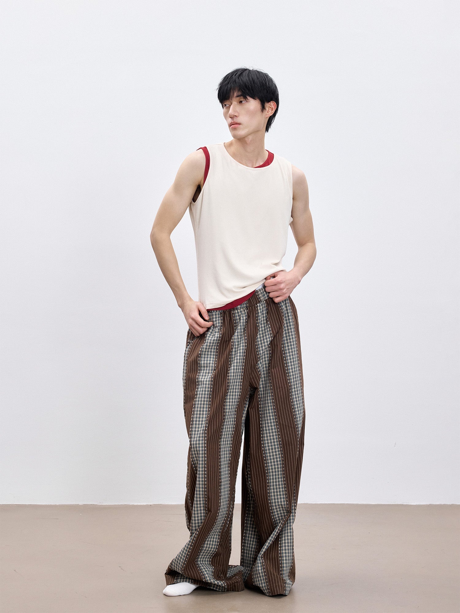 TUIMU Striped Wide-Leg Lounge Pants