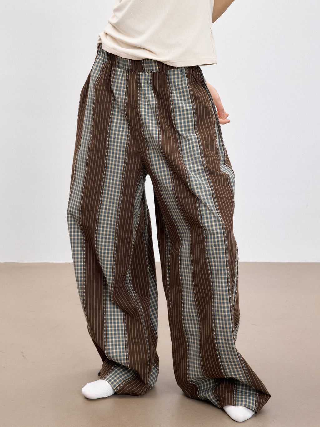 TUIMU Striped Wide-Leg Lounge Pants