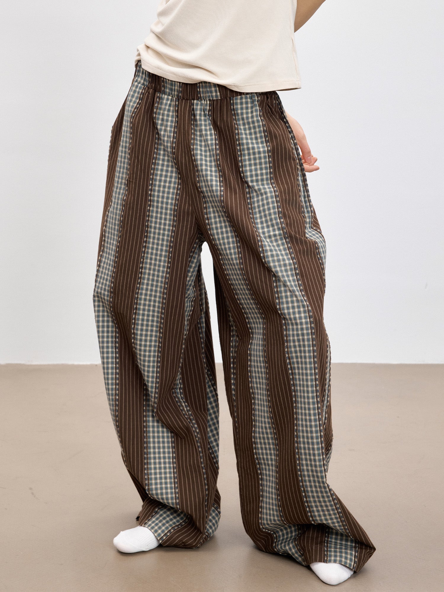 TUIMU Striped Wide-Leg Lounge Pants