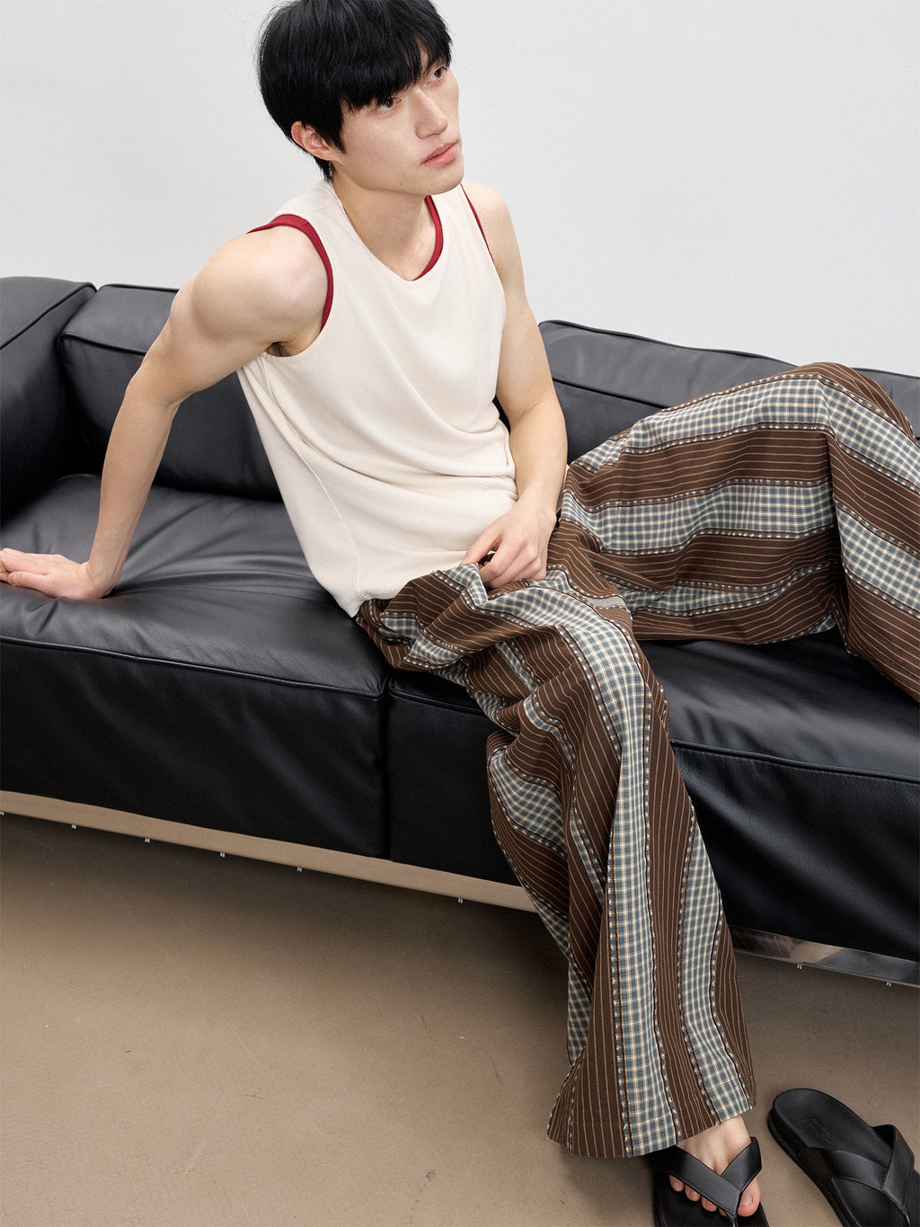 TUIMU Striped Wide-Leg Lounge Pants
