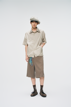GONGHE REPUB Check Adjustable Hem Half Shirt