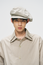 GONGHE REPUB Check Adjustable Hem Half Shirt
