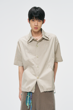 GONGHE REPUB Check Adjustable Hem Half Shirt