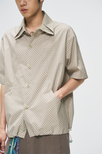 GONGHE REPUB Check Adjustable Hem Half Shirt