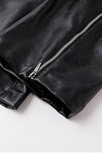 FORFEARTHAT Glossy Panel Zip Hem PU Cargo Pants